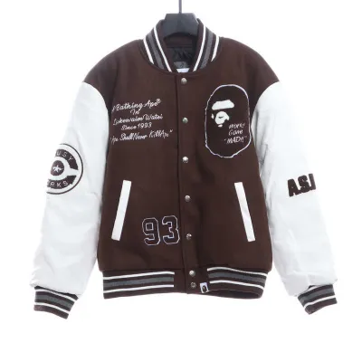 BAPE baseball jacket brown 01