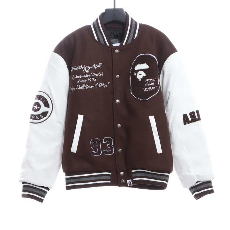 BAPE baseball jacket brown