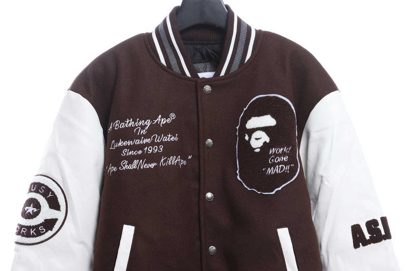 BAPE baseball jacket brown