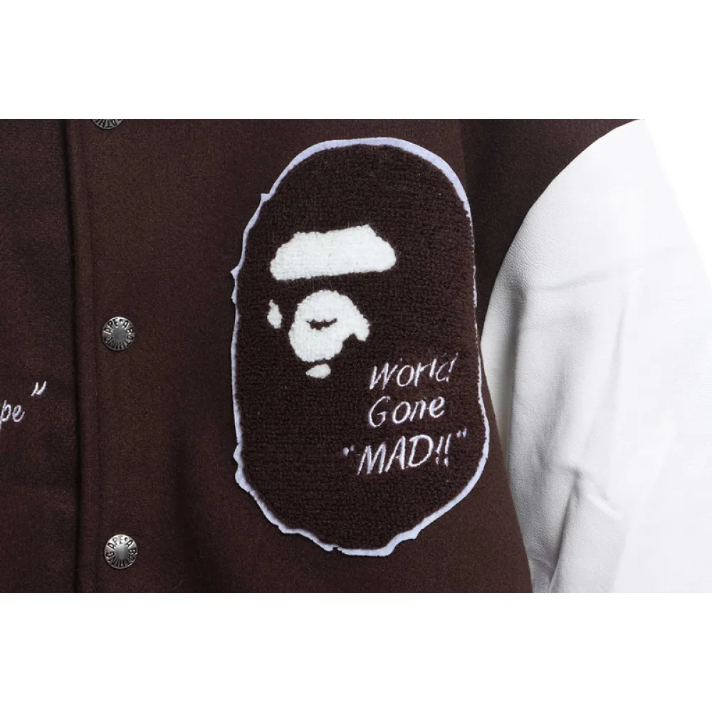 BAPE baseball jacket brown