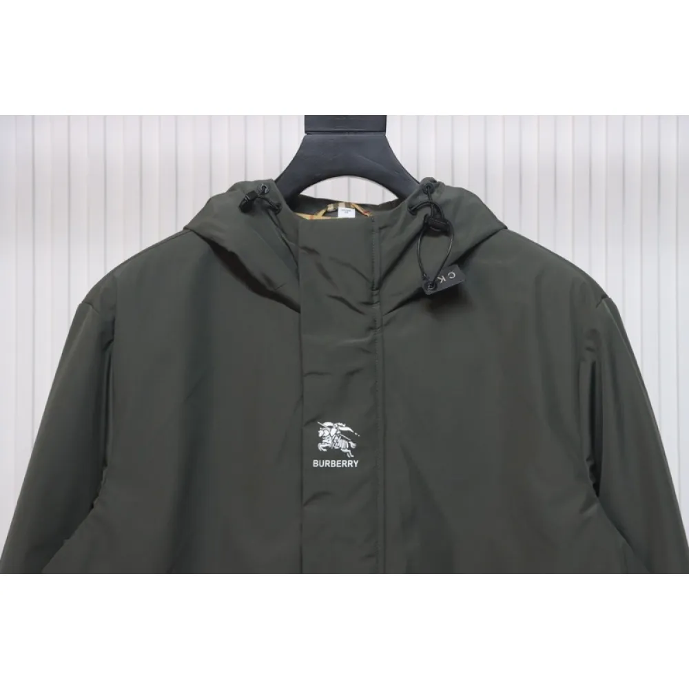 Burberry Arm Warhorse Logo Hooded Jacket Plus Cotton Dark Green/Black