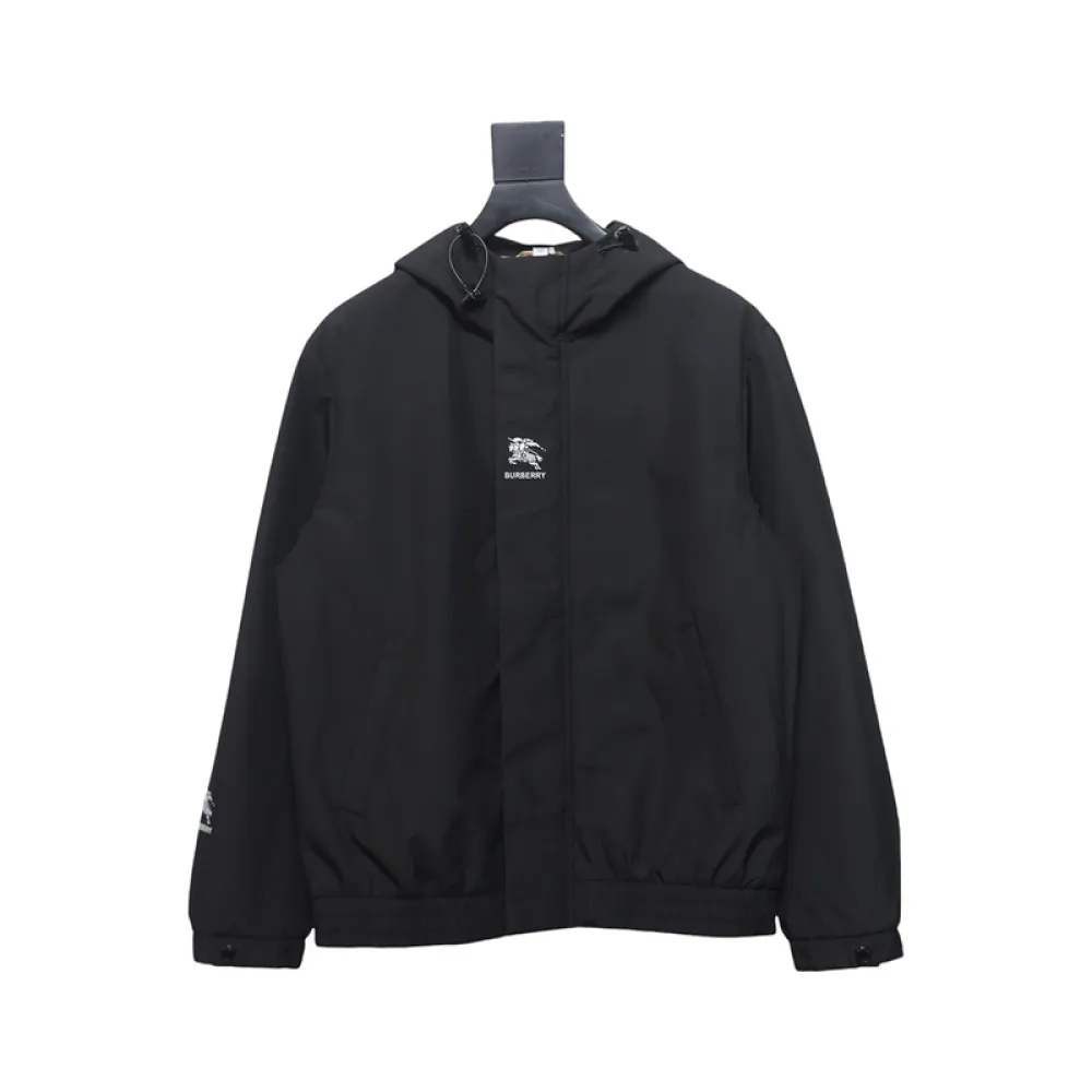Burberry Arm Warhorse Logo Hooded Jacket Plus Cotton Dark Green/Black