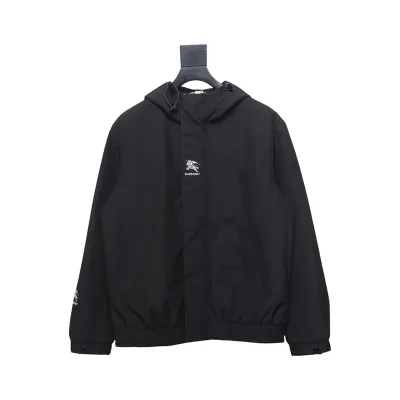 Burberry Arm Warhorse Logo Hooded Jacket Plus Cotton Dark Green/Black 01
