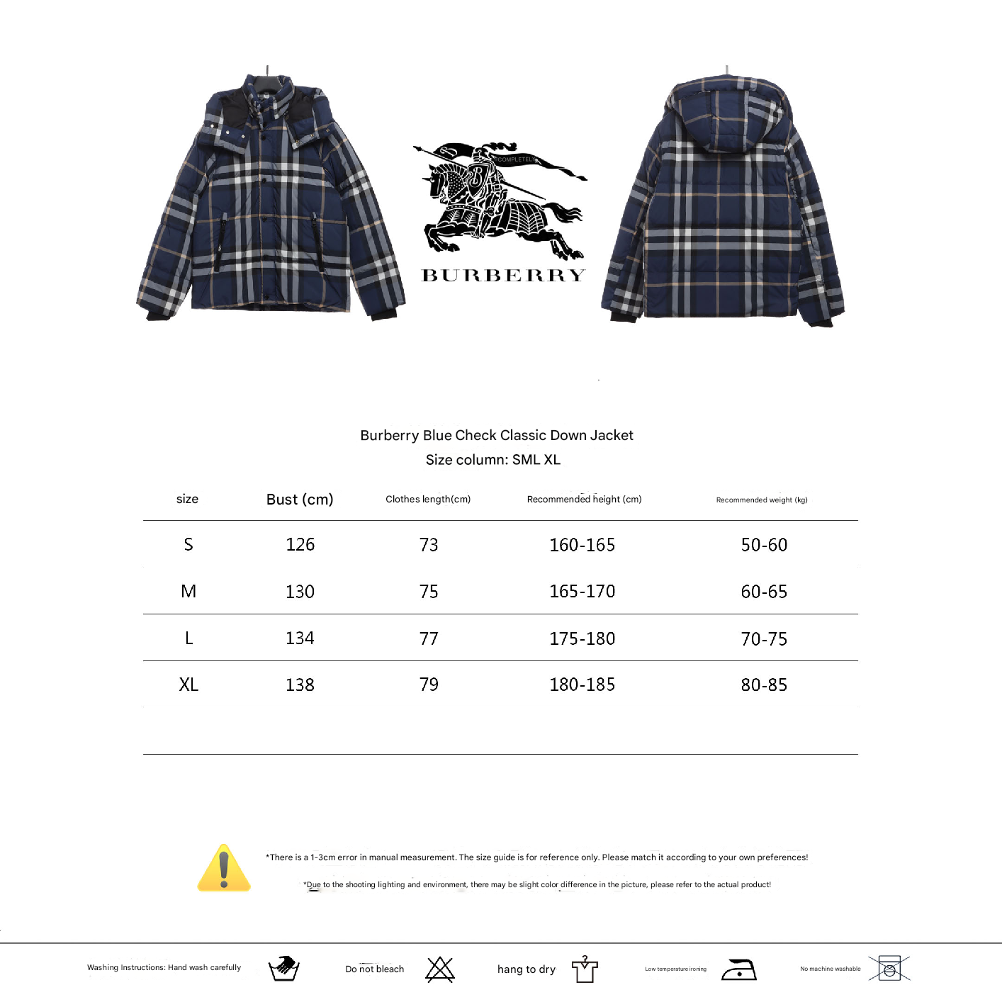 Burberry Blue Check Classic Down Jacket