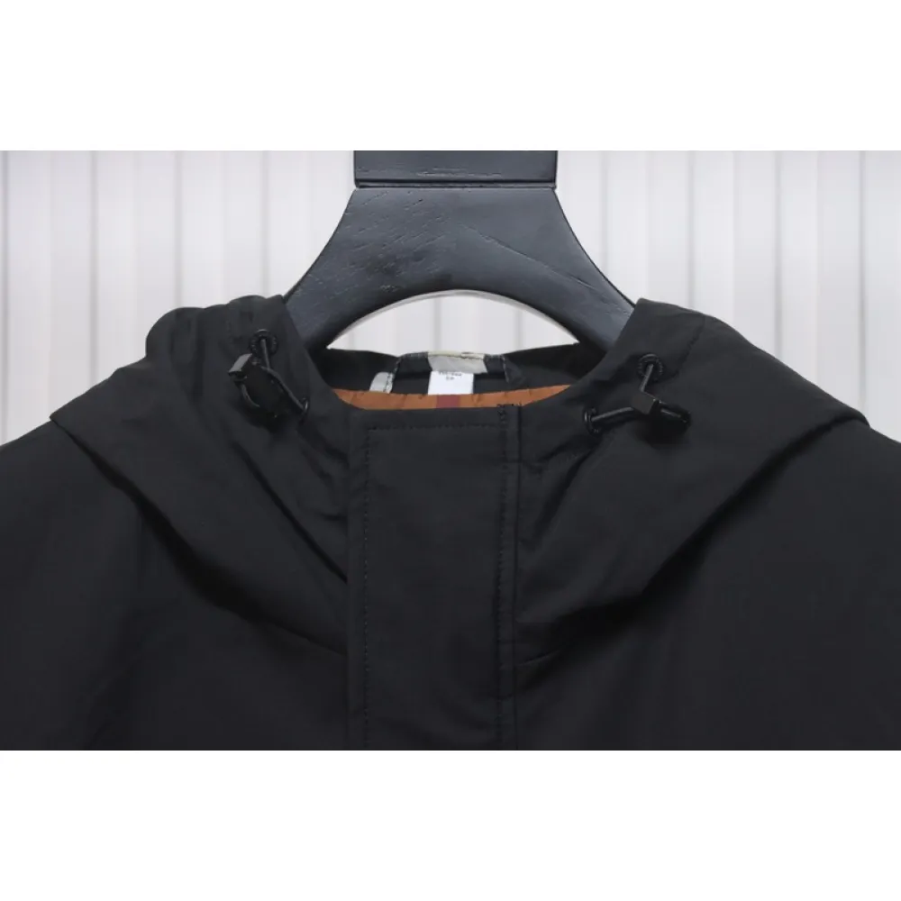 Burberry Fake chest pocket embroidered warhorse plus cotton hooded jacket