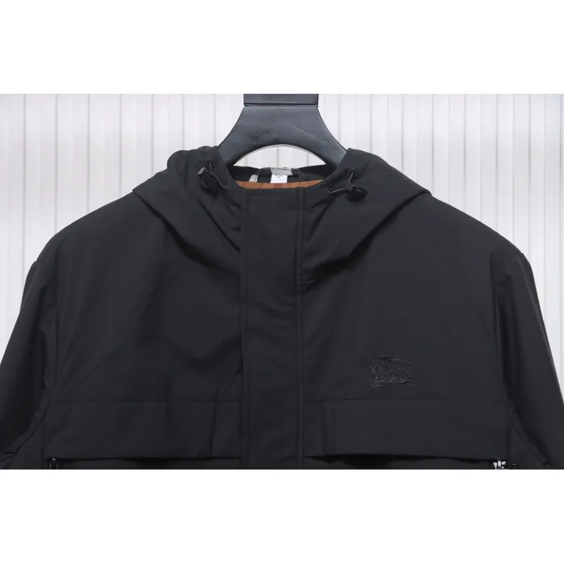 Burberry Fake chest pocket embroidered warhorse plus cotton hooded jacket