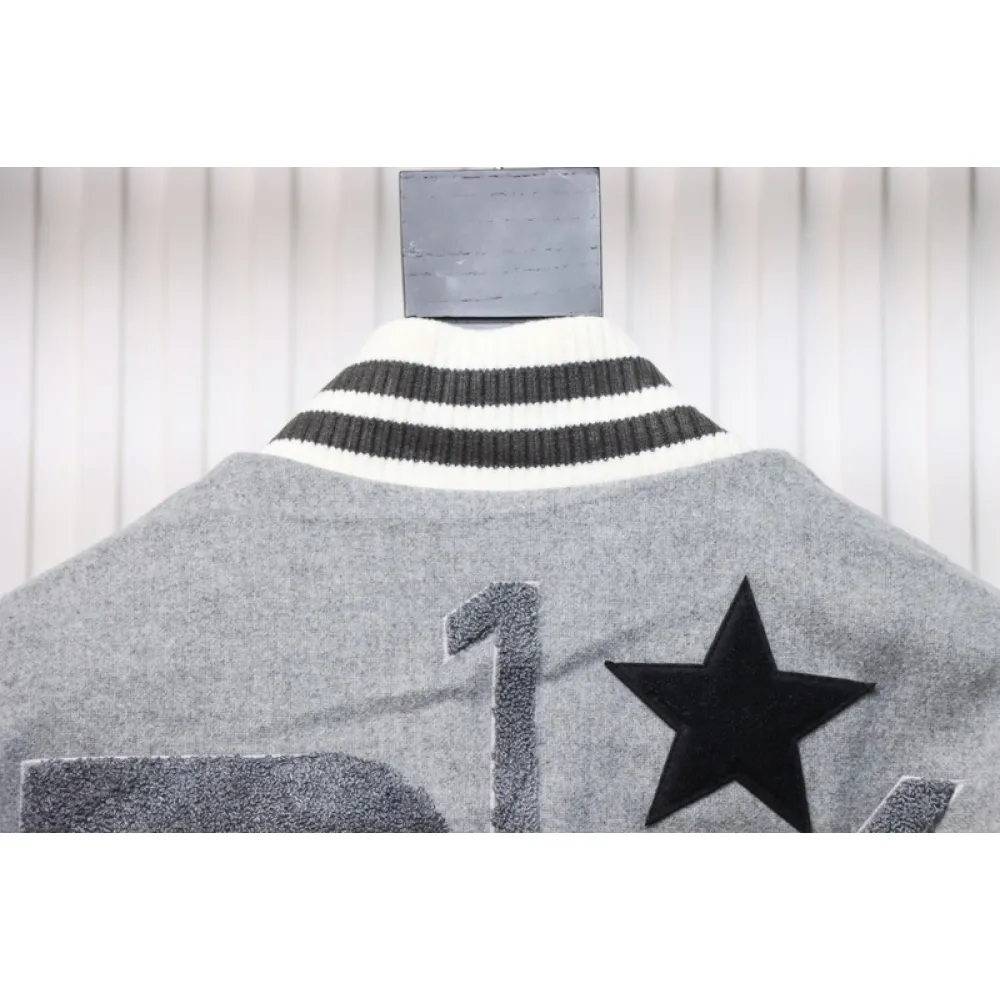 Burberry grey patchwork baseball jacket