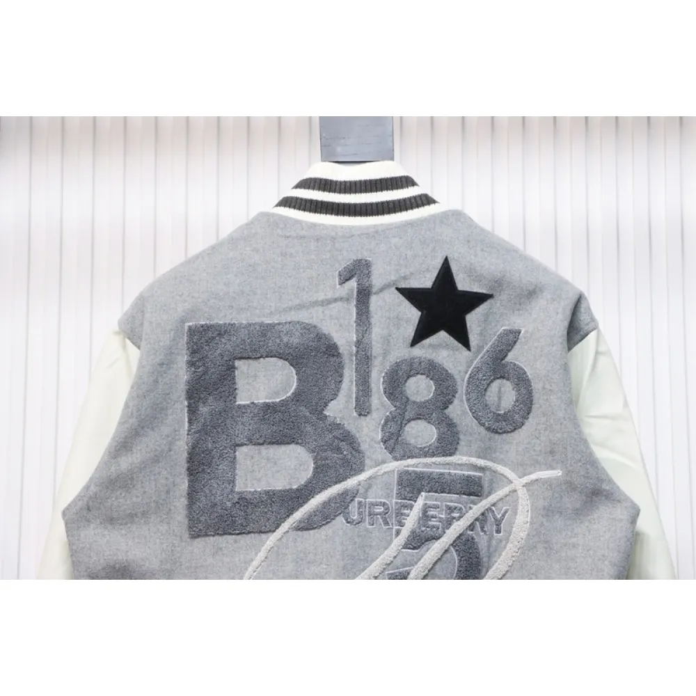 Burberry grey patchwork baseball jacket