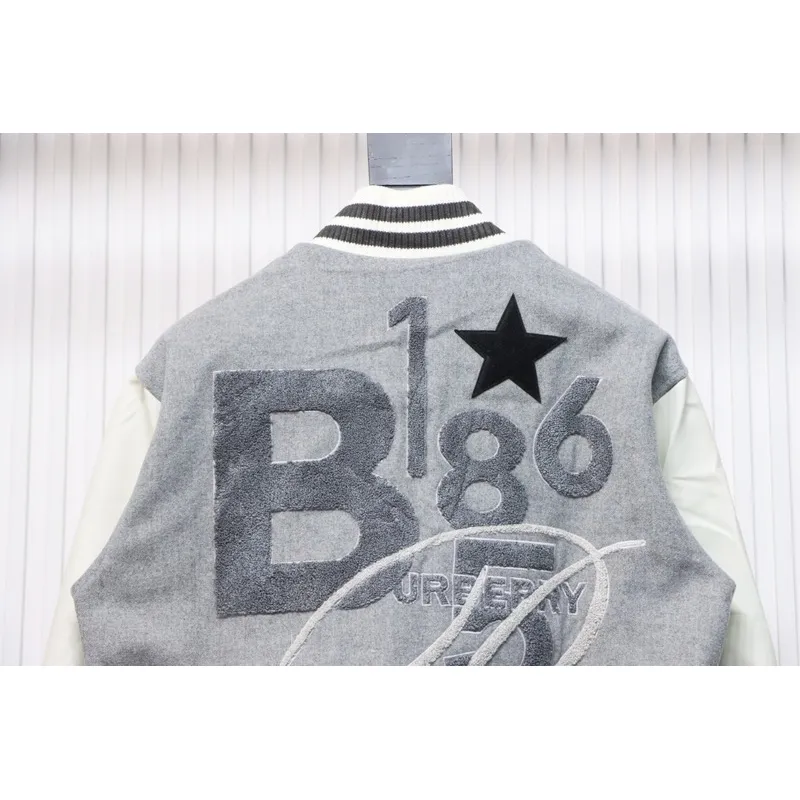 Burberry grey patchwork baseball jacket