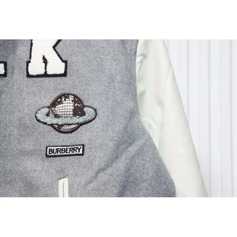Burberry grey patchwork baseball jacket