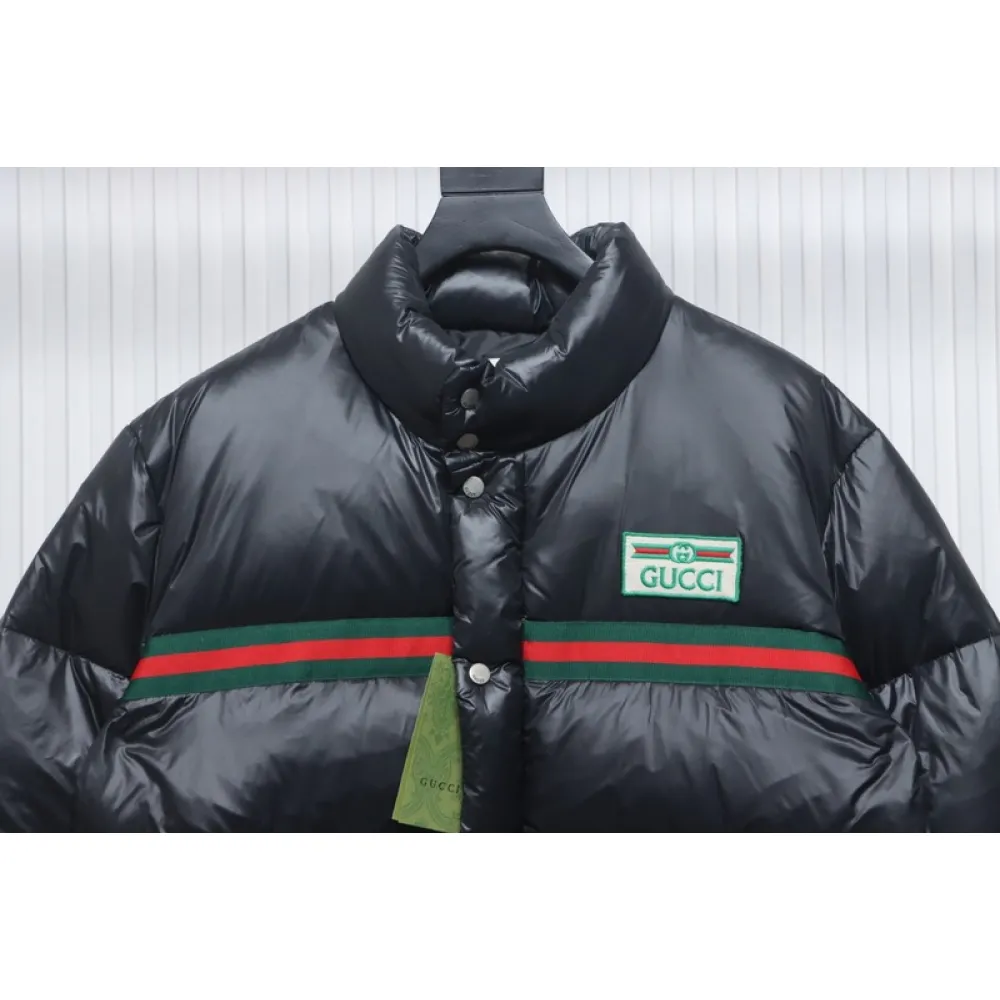 Gucci 22ss red and green ribbon down jacket