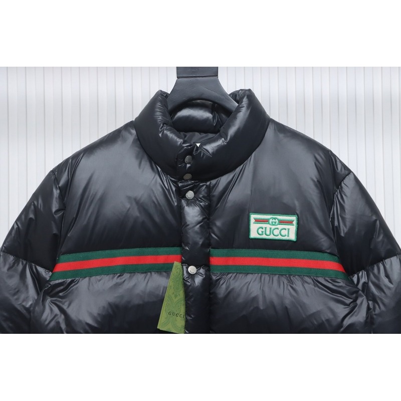 Gucci 22ss red and green ribbon down jacket