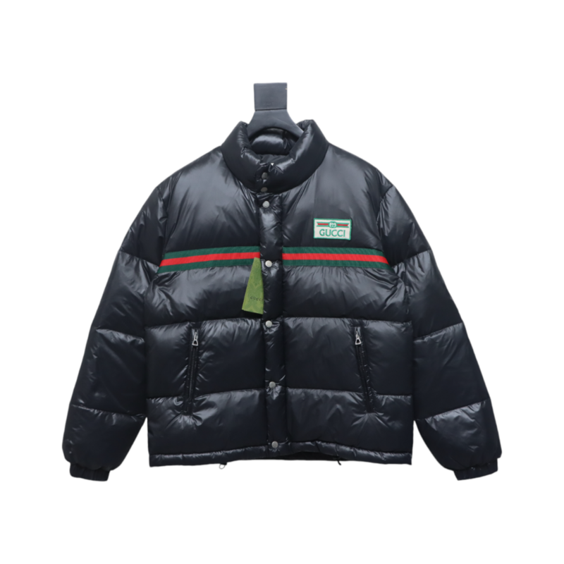 Gucci 22ss red and green ribbon down jacket