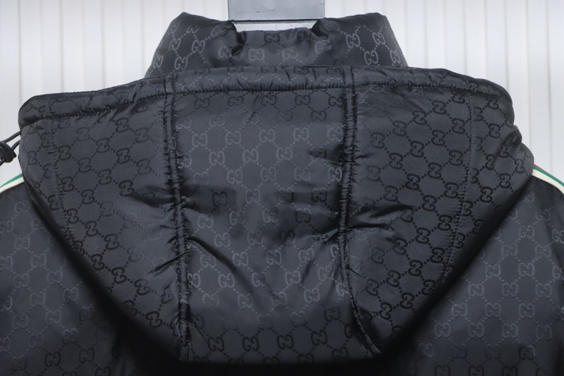 Gucci red and green ribbon down jacket