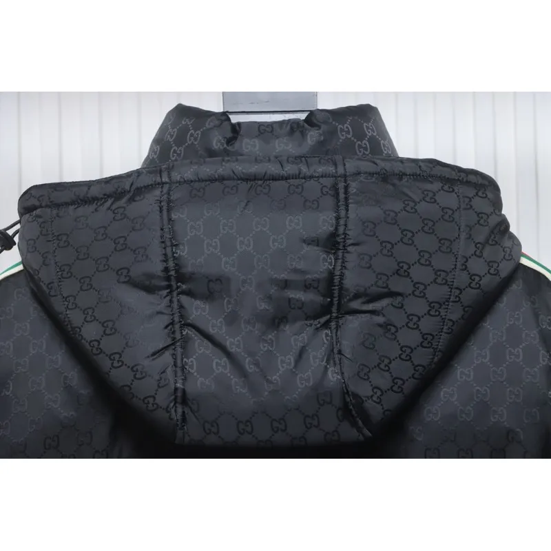 Gucci red and green ribbon down jacket