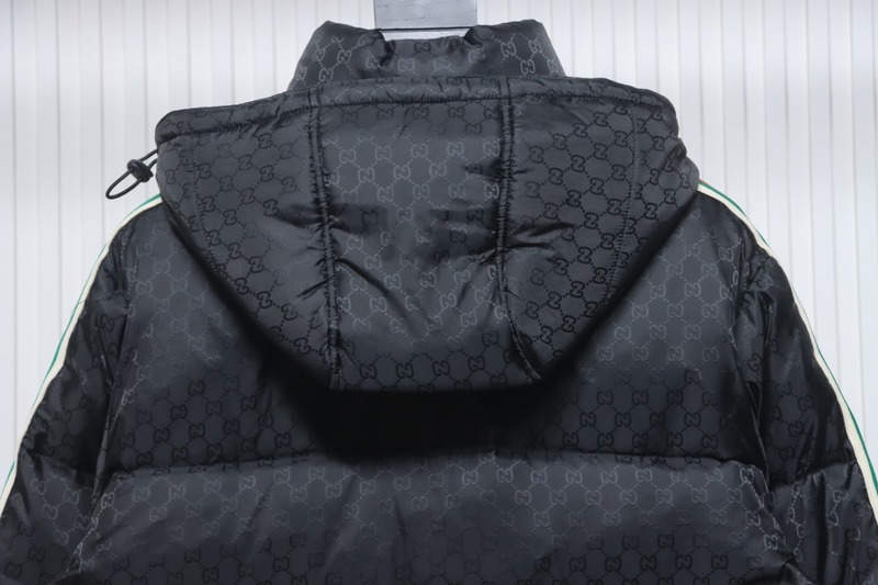 Gucci red and green ribbon down jacket