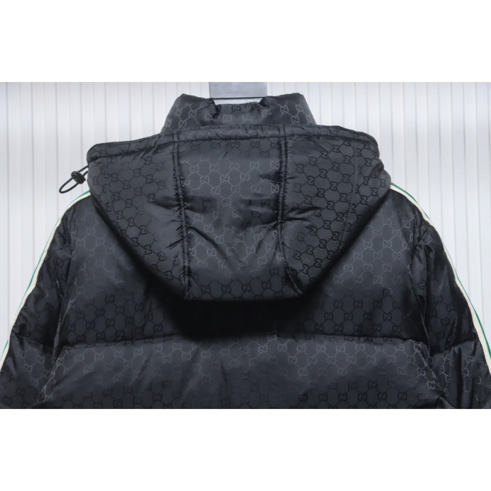 Gucci red and green ribbon down jacket