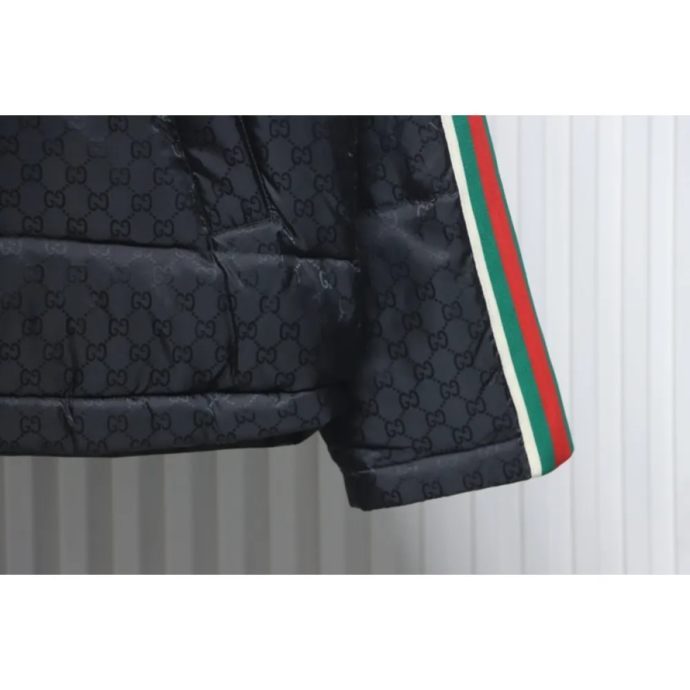 Gucci red and green ribbon down jacket