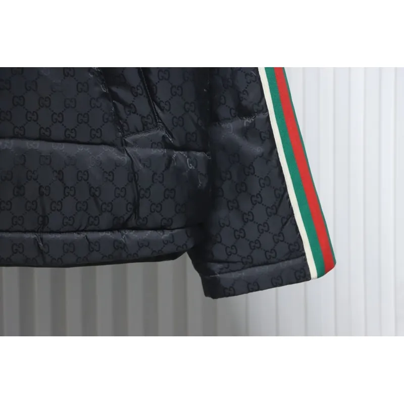 Gucci red and green ribbon down jacket
