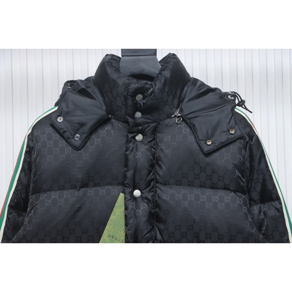 Gucci red and green ribbon down jacket