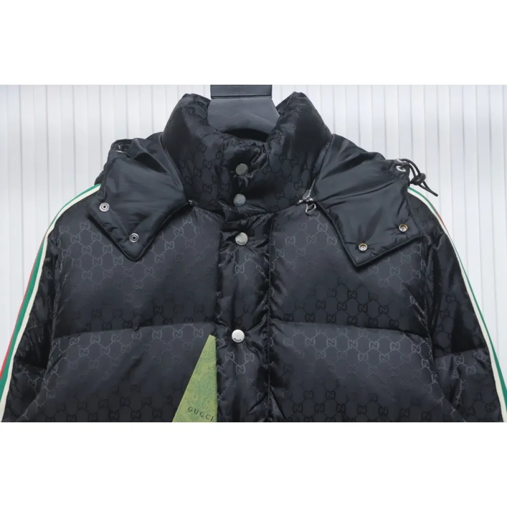Gucci red and green ribbon down jacket