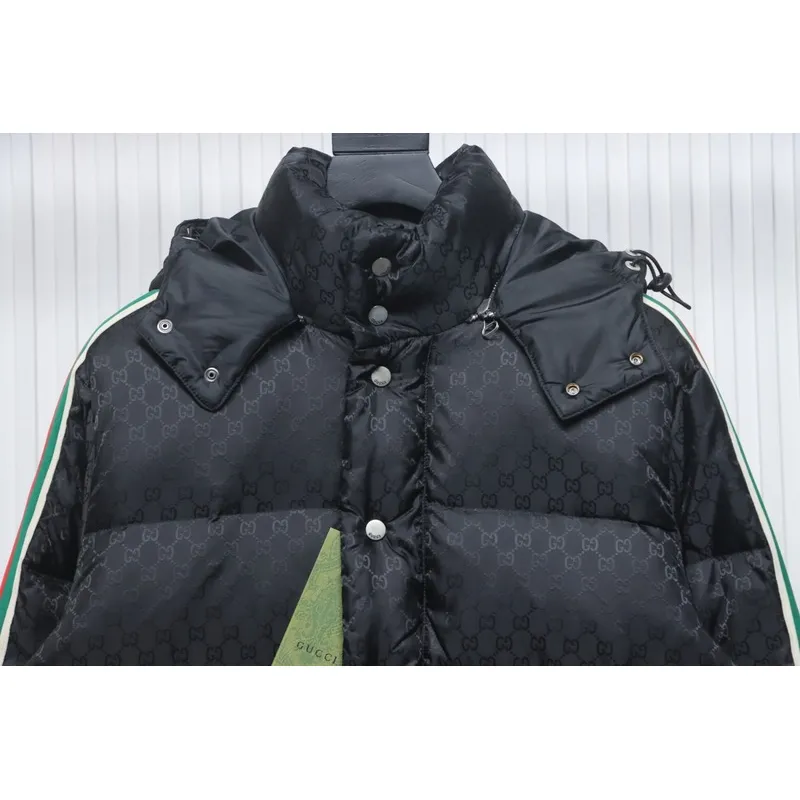 Gucci red and green ribbon down jacket