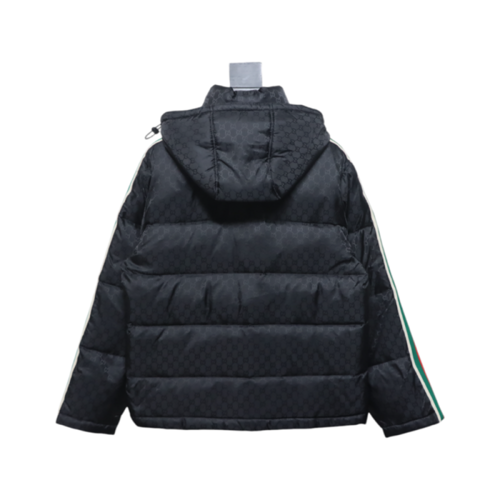Gucci red and green ribbon down jacket