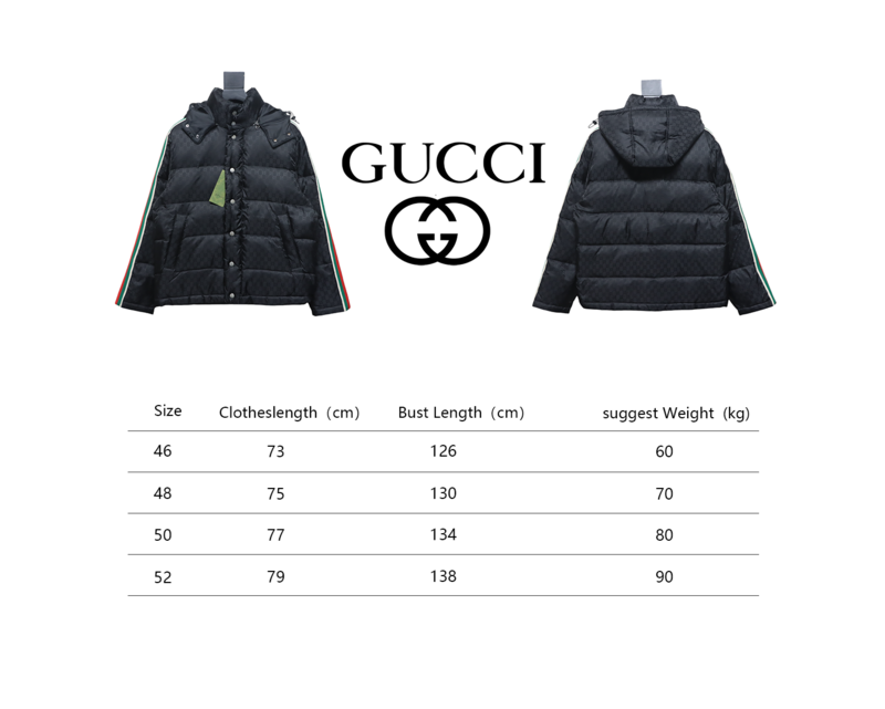 Gucci red and green ribbon down jacket