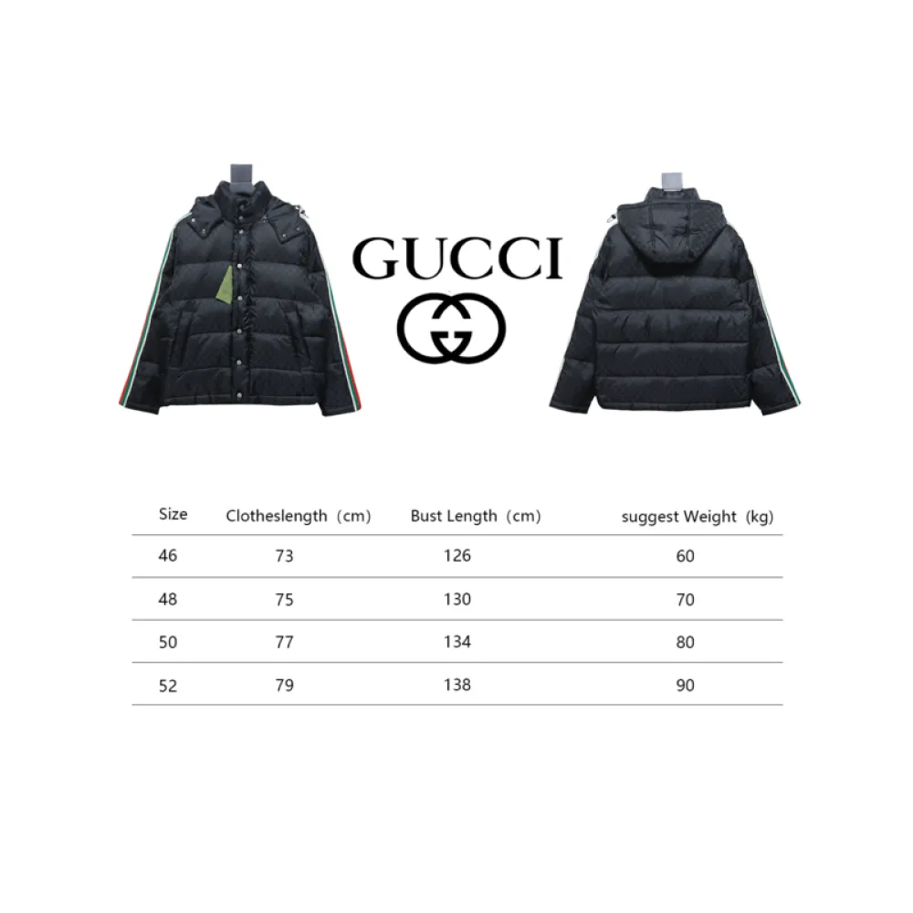 Gucci red and green ribbon down jacket