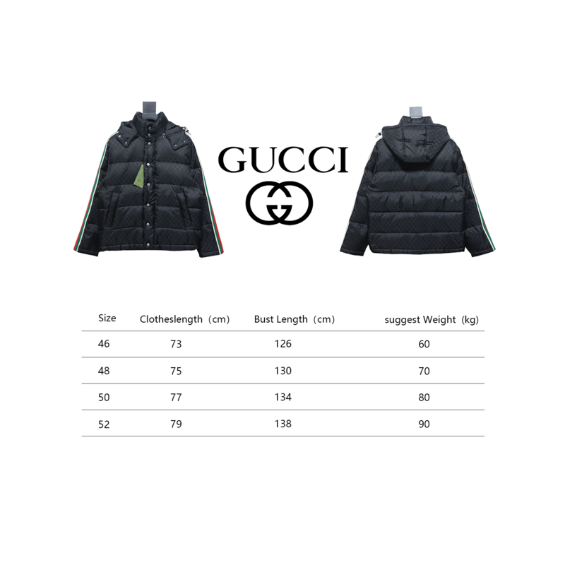Gucci red and green ribbon down jacket