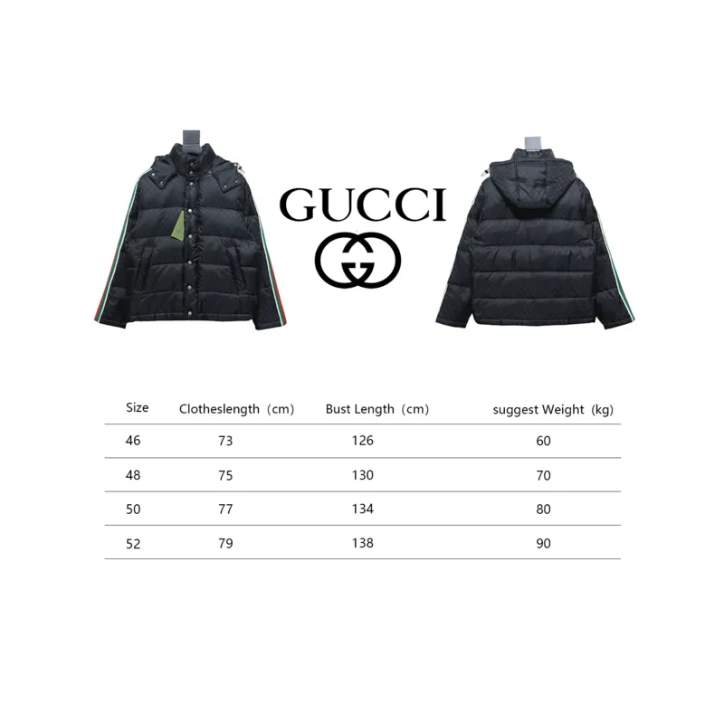 Gucci red and green ribbon down jacket