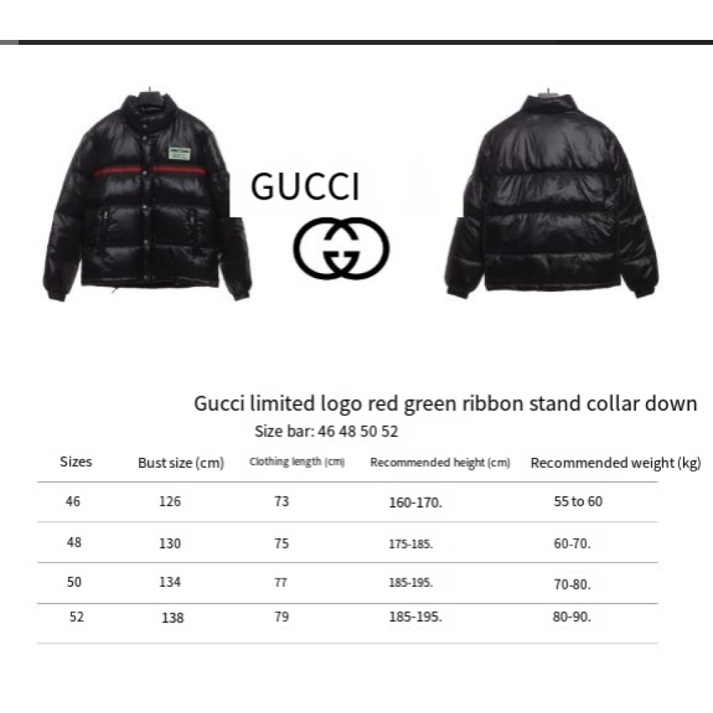 Gucci 22ss red and green ribbon down jacket