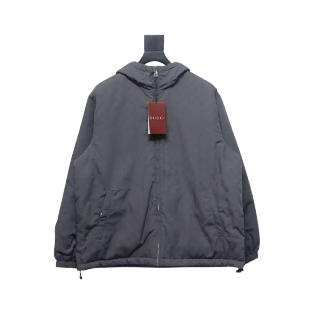 Gucci gray and purple reversible hooded jacket