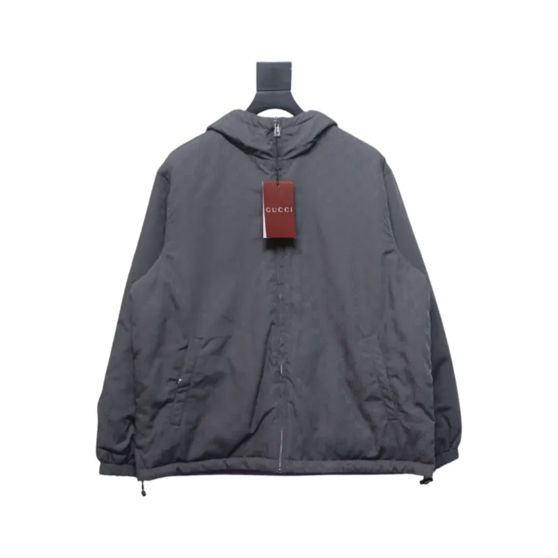Gucci gray and purple reversible hooded jacket