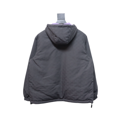 Gucci gray and purple reversible hooded jacket 02