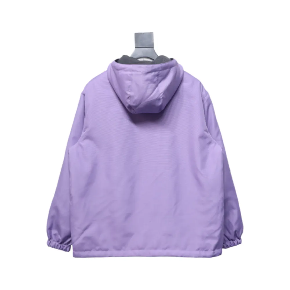 Gucci gray and purple reversible hooded jacket