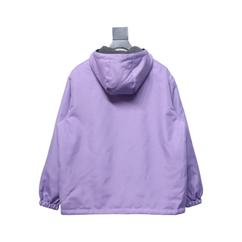 Gucci gray and purple reversible hooded jacket