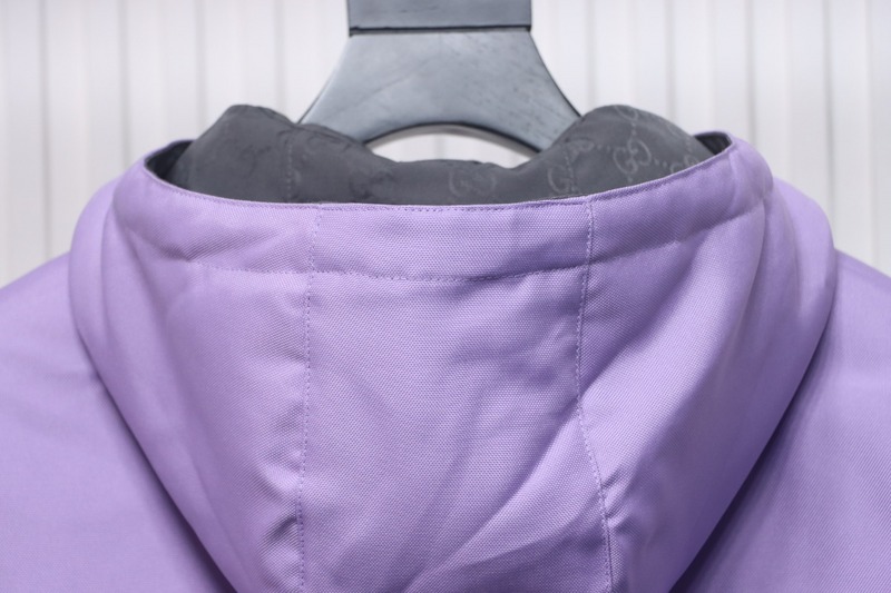 Gucci gray and purple reversible hooded jacket