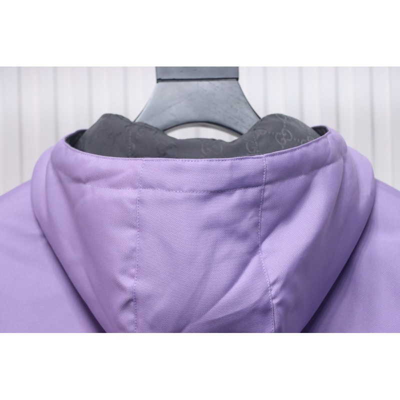 Gucci gray and purple reversible hooded jacket