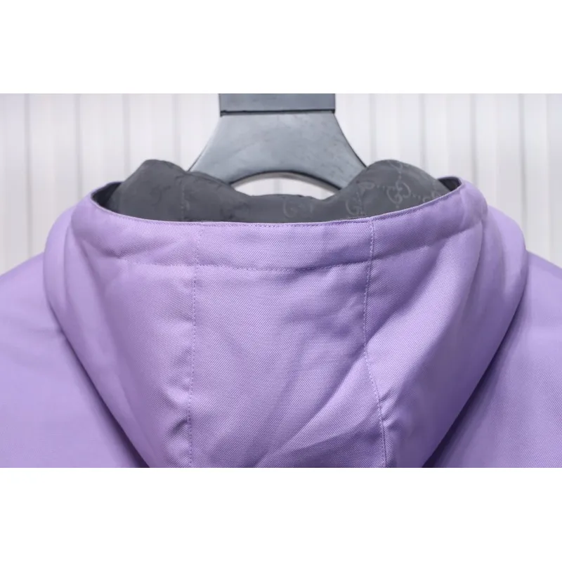 Gucci gray and purple reversible hooded jacket