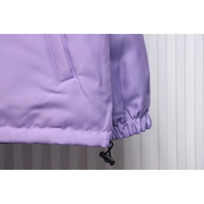 Gucci gray and purple reversible hooded jacket