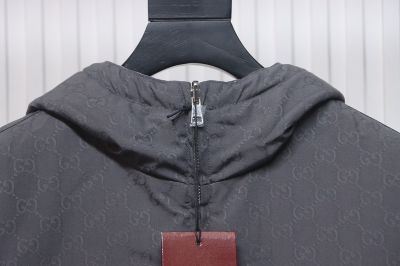 Gucci gray and purple reversible hooded jacket