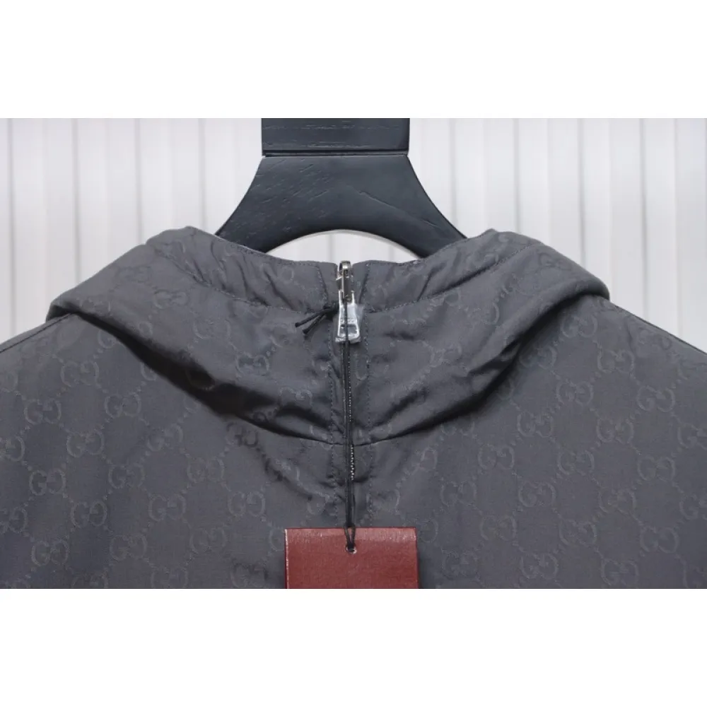 Gucci gray and purple reversible hooded jacket