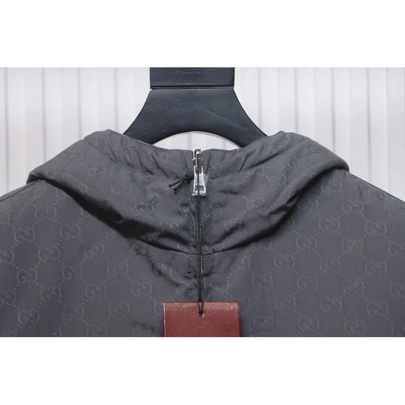Gucci gray and purple reversible hooded jacket