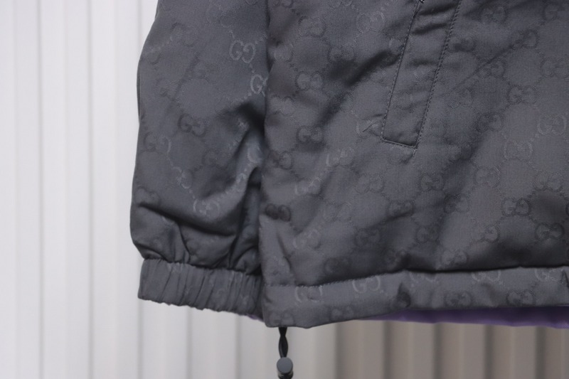 Gucci gray and purple reversible hooded jacket