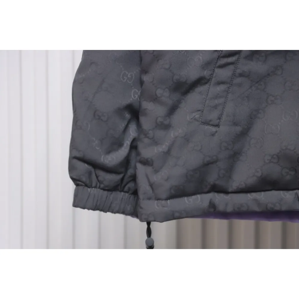 Gucci gray and purple reversible hooded jacket