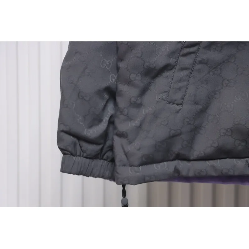 Gucci gray and purple reversible hooded jacket