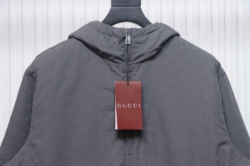Gucci gray and purple reversible hooded jacket