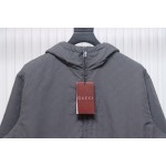 Gucci gray and purple reversible hooded jacket