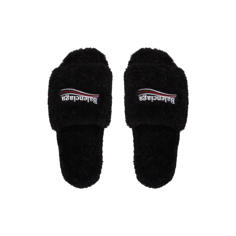 Balenciaga Furry Slide Black